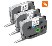 3 rubans thermorétractables compatibles avec Brother P-Touch HSE-221 HSE221 HS-221 HS221 noir sur blanc 8,8 mm pour câbles métalliques, utilisation avec les PTH110, PT-P710BT, P700, P900