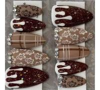 3. Sabots doublés festifs 30 pièces Figurine de neige Scintillate Tapis ABS carré court avec finition mate pour l'art de vacances Permanent ABS Persist Hoofs Forme carrée courte