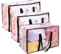 3 Sac de Rangement Transparent 110 L avec Poignées Renforcées Vendos85