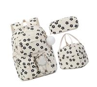 3 sacs à dos scolaires avec trousse à crayons légers pour fille, livres adorables femmes, sac de voyage scolaire, cadeau fille, Black Little Flower, Mass Beauty