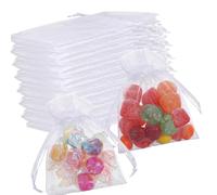 3. Sacs à dragées en organza 7 x 9 cm avec cordon de serrage pour bonbons, bijoux, mariages, anniversaires, souvenirs, sacs cadeaux avec cordon de serrage