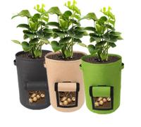 3 sacs de plantation de jardin, sacs de culture avec poignées et visière transparente, sac à légumes