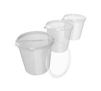 3 seaux avec couvercle 30 litres Made in Germany - résistants aux aliments, stables, hermétiques, seaux de stockage pour la conservation des aliments, du matériel de bureau, de la chambre d'enfant