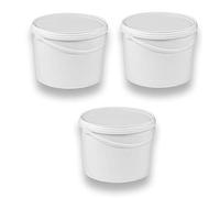 3 Seaux de 10 Litres avec Couvercle Blanc - Empilables pour Lait, Miel, Stockage - Récipient en Plastique avec Agrément Alimentaire pour Farine