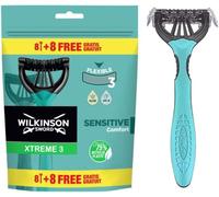 3 Sensitive - Pack Of 16 Units + 4 Offers - Disposable Razors 3 Flexible Blades For Men With Sensitive Skin