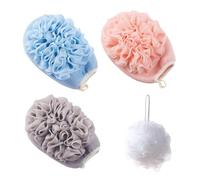 3 Serviettes De Bain Double Face Et 1 Boule De Bain, Gants Exfoliants Pour Le Bain, Outils De Lavage Du Corps, Accessoires De Bain, Accessoires De Salle De Bain