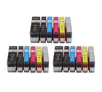(3 SET(18PC)) Cartouche d'encre PGI-525 CLI-526 PGI525 CLI526, pour Pixma IP4850 IP4950 IX6550 MG5150 MG5250 MG5350 MG6150 MG6250 MG8150