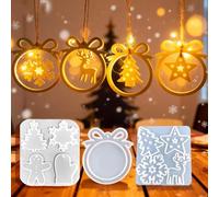3 Set/9pcs moules en silicone de Noël - Pendentif de Noël-Moule en silicone -Rennes- Flocons de neige-Bonhommes en pain d'épice-Moules en plâtre à couler pour décoration de Noël DIY