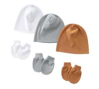 3 Set Baby Hat NOUVELLES NOUVELLES Hôpital Hôpital Hôpital Solide/Imprimé Avec Des Gants Anti-rayures Assortis Pour Chapeau Bébé Des Gants Pour Les Nouveau-nés Quotidiens