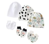 3 Set Baby Hat NOUVELLES NOUVELLES Hôpital Hôpital Hôpital Solide/Imprimé Avec Des Gants Anti-rayures Assortis Pour Chapeau Bébé Des Gants Pour Les Nouveau-nés Quotidiens