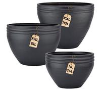 3 Set XXL Pot de Fleur Fleurs Cache-Pot Indoor Outdoor en Aluminium