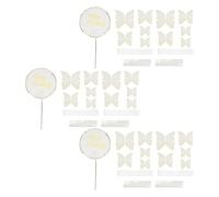 3 Sets Papillons 3D pour Gâteau, Décorations de Cupcakes Violet, Inserts en Papier et Métal pour Anniversaire Mariage - Effet 3D Élégant, Facile à Utiliser (Blanche)