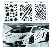 3 Sheets Bullet Holes and Claw Marks Car Stickers Auto Body Side Decal Vinyl Modified Decal Decoration for Sport SUV Motorcycles Skateboard Laptop