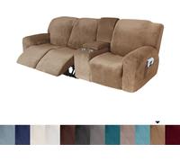 3 sièges Housse de chaise longue avec porte-boisson Housse de canapé souple antidérapante Housse de meuble souple et épaisse, couleur café