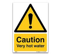 3 Signs Attention très Eau chaude Signe - 1 mm plastic rigide Sign - Construction d'avertissement de sécurité, 1 mm, plastique rigide, A5 210x148mm