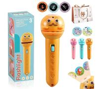 3 Slide Films Projection Torch Light Toy-24 Random Patterns, Multi-Pattern Educational Picture Learning Light Projector, 2026 New Torch Projector Flashlight for Kids, for Age 3+ Years (Yellow)