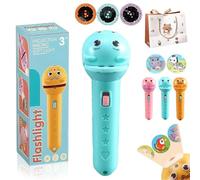 3 Slide Films Projection Torch Light Toy-24 Random Patterns, Multi-Pattern Educational Picture Learning Light Projector, 2026 New Torch Projector Flashlight for Kids, for Age 3+ Years (Blue)