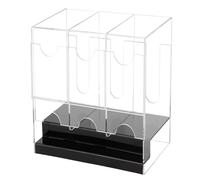 3-Slot Booster Box Case - Clear, Desktop Organizer Display For Cards, Space Saving Storage, Acrylic Display Case, Stackable Design, Protective Cover | Bedroom, Business, Game, Trading, Home, Workplace