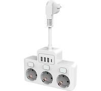 3 Sockets: Multiple Usb Socket With 1 Usb C & 3 Usb, 7 In 1 Power Strip Wall Charger Adapter For Home, Office ¿ 16A/4000W
