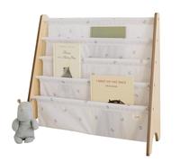3 Sprouts Bibliothèque Bois Enfant, Contient 35 Livres, Myrtille Ivoire