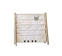 3 Sprouts, Bibliothèque Frontale Montessori pour Enfants, Idéale pour Organiser et Contenir des Livres, Bibliothèque Etagère Décorée de Lama Blanc, 61x63x25,4 cm