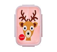 3 Sprouts, Boîte à Lunch Bento, avec 3 Compartiments, Idéale pour Contenir et Transporter la Nourriture des Enfants, avec Décoration Cerf Rose, 21,6x14x6,4 cm