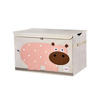 3 Sprouts - Boite de Rangement Jouet Enfant - Coffre à Jouets Bébé et Enfant - Bac de Rangement Pratique et Coloré - Hippopotame