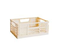 3 Sprouts - Caisse Pliable - Caisse de Rangement Plastique Pliable pour Enfants et Adultes - Crème