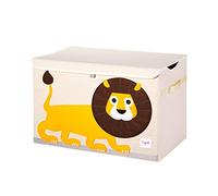 3 Sprouts, Coffre à Jouets en Polyester, Idéal pour Contenir et Organiser des Objets et des Jeux pour Enfants, Décoré de Lion Jaune, 61x37x38 cm