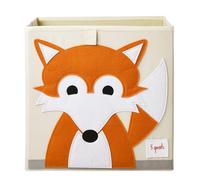 3 Sprouts, Conteneur de Rangement, Support à Jouets pour Enfants, Idéal pour Contenir des Objets et des Jeux, Décoré de Renard Orange, Compatible avec Etagères, 33x33x33 cm