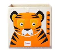 3 Sprouts – Conteneur de rangement support à jouets tigre orange – Compatible étagères 33×33×33 cm