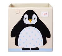 3 Sprouts, Conteneur de Rangement, Support à Jouets pour Enfants, Idéal pour Contenir Objets et Jeux, Décoré de Pingouin Noir, Compatible avec Étagères, 33x33x33 cm