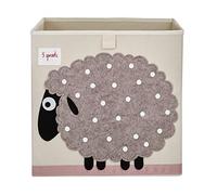 3 Sprouts, Conteneur de Rangement, Support à Jouets pour Enfants, Idéal pour Contenir Objets et Jeux, Décoré de Moutons Gris, Compatible avec Étagères, 33x33x33 cm
