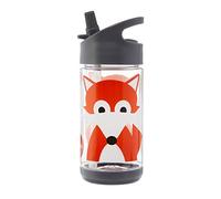 3 Sprouts, Gourde avec Paille en Silicone, pour Enfants, Idéale pour Contenir et Transporter Eau et Boissons en Toute Sécurité, Décorée Renard Orange, 350 ml