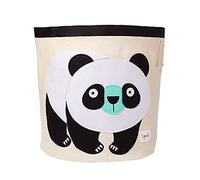 3 Sprouts – Grand panier de rangement pliable en toile de coton, poignées, panda
