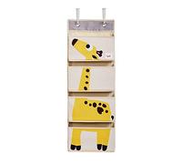 3 Sprouts – Vide-poches à suspendre Girafe Jaune, 4 poches en feutre avec crochets 94x35x10 cm