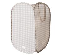 3 Sprouts Panier à Linge Pliable Enfant, Tissu avec Poignées, Vichy Beige