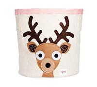 3 Sprouts - Sac à jouets Cerf en toile de coton pour enfants, 44,5x43 cm Marron