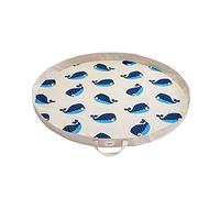 3 Sprouts, Tapis de Jeu et Sac 2 en 1, pour Enfants, en Coton, idéal pour Jouer et réorganiser Rapidement des Jeux, décoré de Baleine Bleue, 112 cm