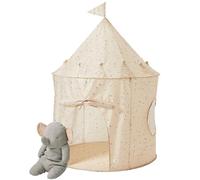 3 Sprouts Tente de jeu pour enfants Polyester recyclé Amande 100,1×100,1×134,6 cm