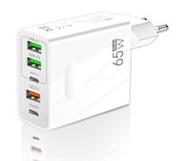 3-Stars | Chargeur USB 65 W avec 5 ports : 2 USB-C + 3 USB-A | Charge rapide-QC 3.0 | Compatible avec Samsung/iPhone/Xiaomi/etc. | Certifié CE | Garantie de satisfaction