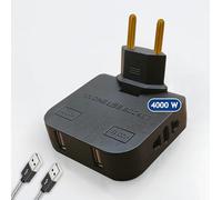 3-Stars Prise plate avec USB 4000 W, puissance accrue. 4 prises : 2 ports de charge USB et 2 prises. Design fin : prise voleur plate murale extra-plate. Tête rotative à 180°. Noir