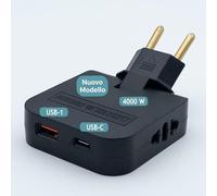 3-Stars | Prises plates avec USB C de 4 000 W, puissance accrue. 4 prises : 2 ports USB Connectivité type 1 et type C -2 prises. Style : prise voleur plate murale extra-plate. Espace réduit.