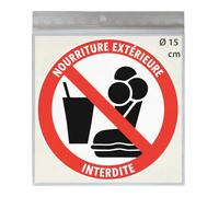 3 Stickers Ø 15 cm NOURRITURE EXTÉRIEURE INTERDITE P100 autocollant