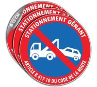 3 stickers Ø 15 cm STATIONNEMENT GÊNANT avec logo fourrière et article loi