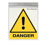 3 stickers 15 x 16,5 cm DANGER W001 autocollant | Étiquettes autocollantes de signalisation de sécurité en vinyle adhésif pour avertir d'un risque général
