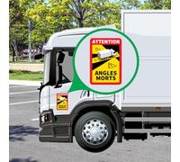 3 Stickers ANGLES MORTS version pour camions transporteurs poids lourds - Ft 17 x 25 cm - Lot de 3 autocollants en vinyle