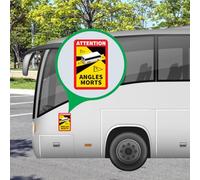 3 Stickers ANGLES MORTS version pour cars, bus, transports scolaires et de personnes - Ft 17 x 25 cm - Lot de 3 autocollants en vinyle