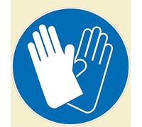 3 Stickers Port de Gant obligatoire, Panneau Autocollant Gants OBLIGATOIRE diamètre 20 cm Affiche autocollante Port du Gant idéal pour Coller sur vitre, Mur toues Surface Lisse