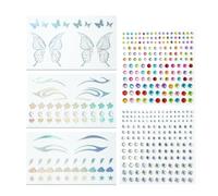 3 Stickers Tatouage Laser pour Liner des Yeux + 2 Stickers Strass 3D pour Visage, autocollant & élégant, pour Maquillage, Ongles & Événements, Décoration Temporaire des Yeux (#B)